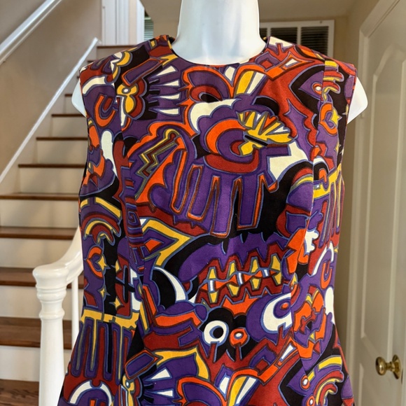 Mr Blackwell Custom Vintage 60s Long Silk Maxi Dress Mod Modern Design S Mint - Picture 2 of 5